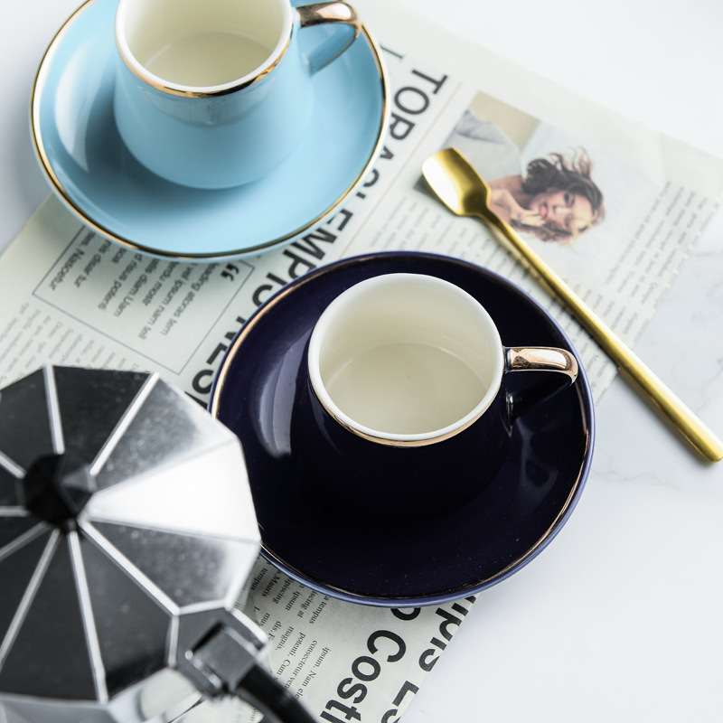 Wide Phnom Penh Mini espresso cup Creative Turkish ceramic coffee cup saucer 80ml Macaron Color cup BS-40