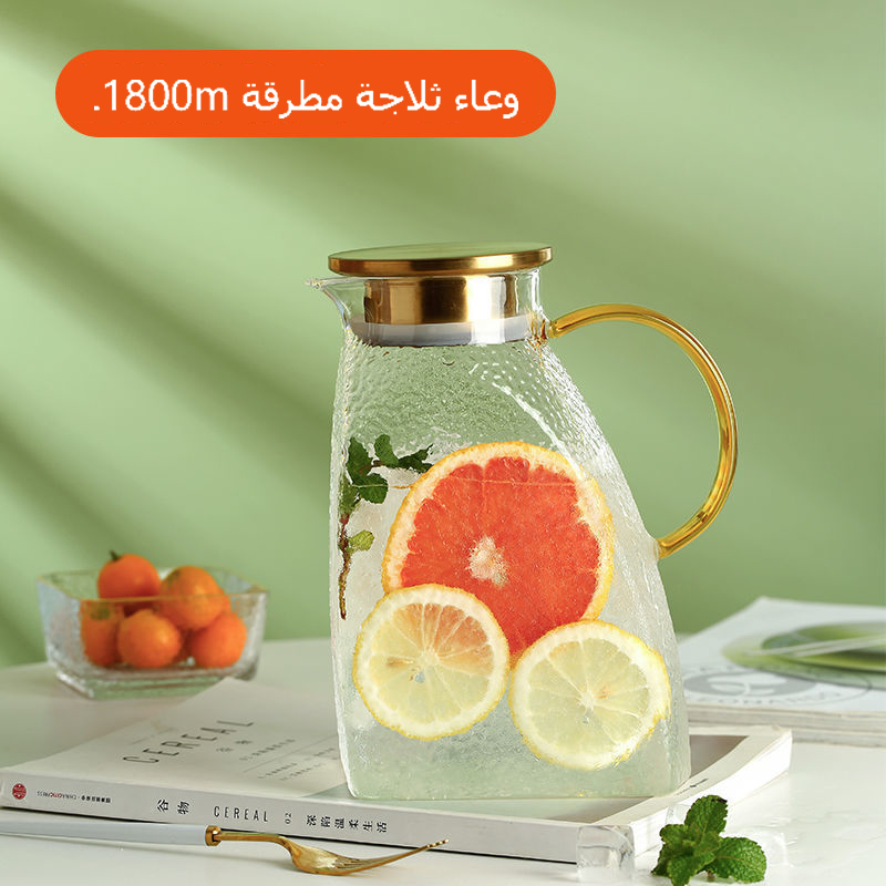 أبريق ماء بارد زجاجي ساخن من السيليكونية، عالي السعة وعالية السعة، وأريق شاي بارد من باب الثلاجة AR-58