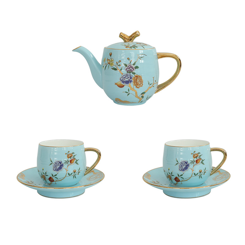 Bone China English afternoon tea tea set Ceramic coffee cup and saucer set National style small luxury gift Home cup and saucer teapot BS-300