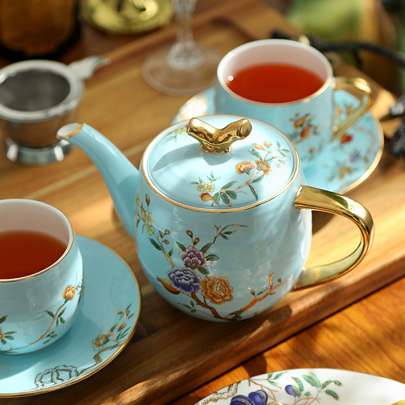 Bone China English afternoon tea tea set Ceramic coffee cup and saucer set National style small luxury gift Home cup and saucer teapot BS-300