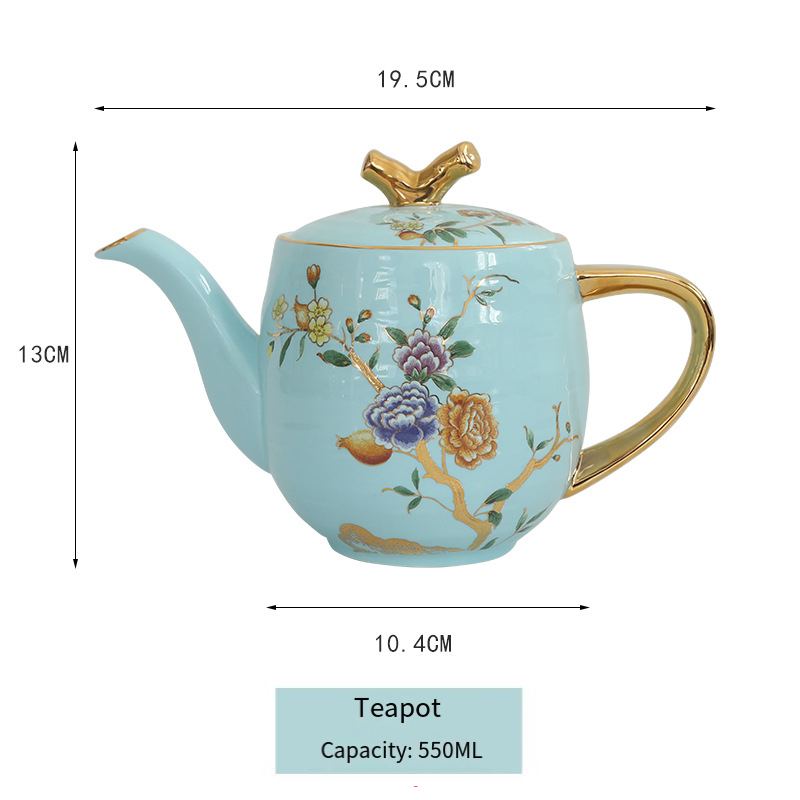 Bone China English afternoon tea tea set Ceramic coffee cup and saucer set National style small luxury gift Home cup and saucer teapot BS-300