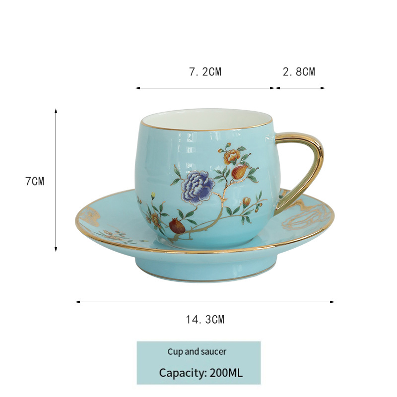 Bone China English afternoon tea tea set Ceramic coffee cup and saucer set National style small luxury gift Home cup and saucer teapot BS-300