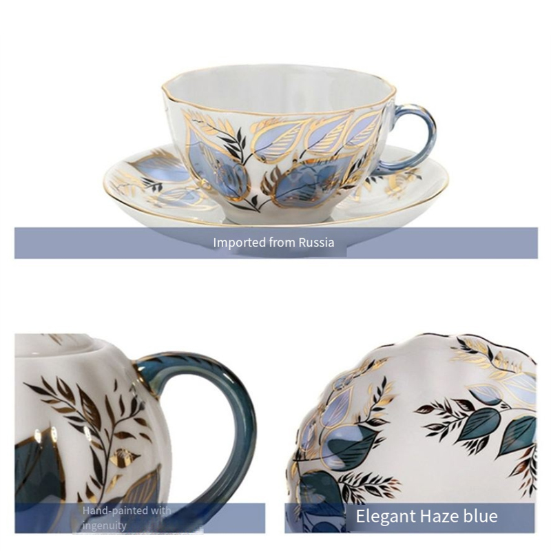 Light luxury pastoral tea set Moonlight series coffee cup saucer palace style porcelain tea cup saucer teapot two-piece set BS-1120