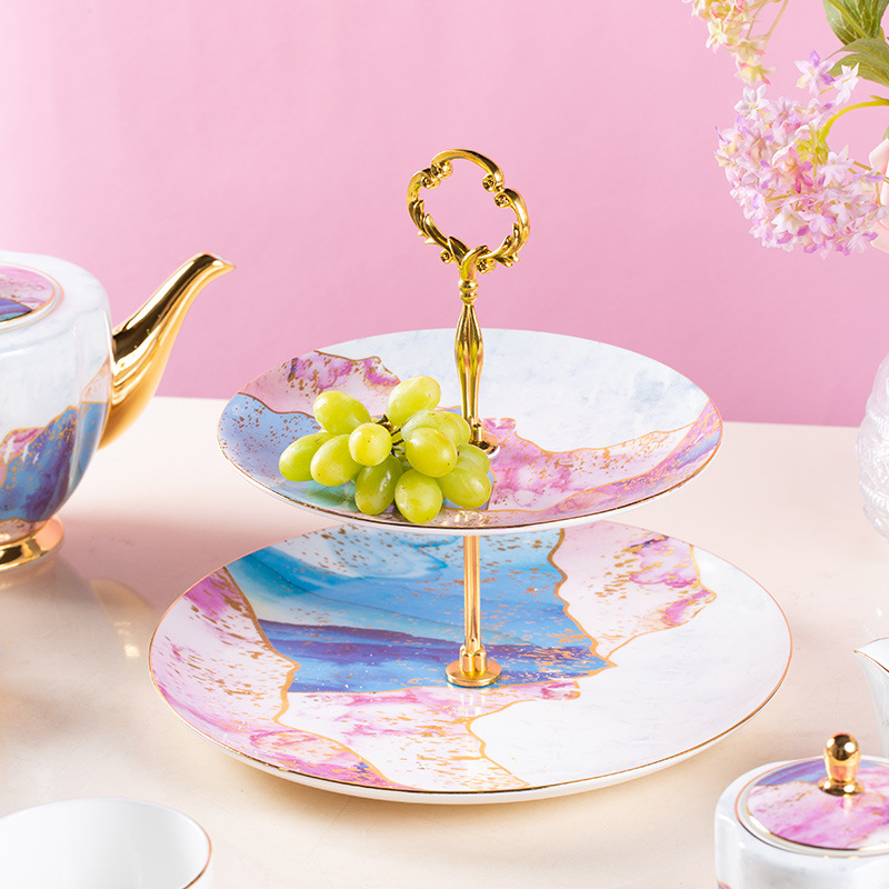 European Castle home 15 skull China coffee set red thousand Crane teapot coffee cup saucer sugar cup milk cup wholesale BS-1560