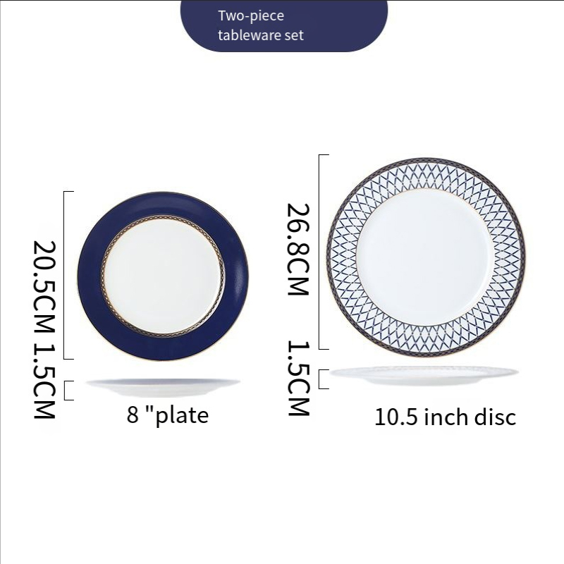 Lanjia Temple restaurant steak plate home cup plate rice bowl Western club tableware steak plate set plate Light luxury tableware BS-336