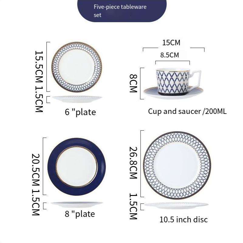 Lanjia Temple restaurant steak plate home cup plate rice bowl Western club tableware steak plate set plate Light luxury tableware BS-336