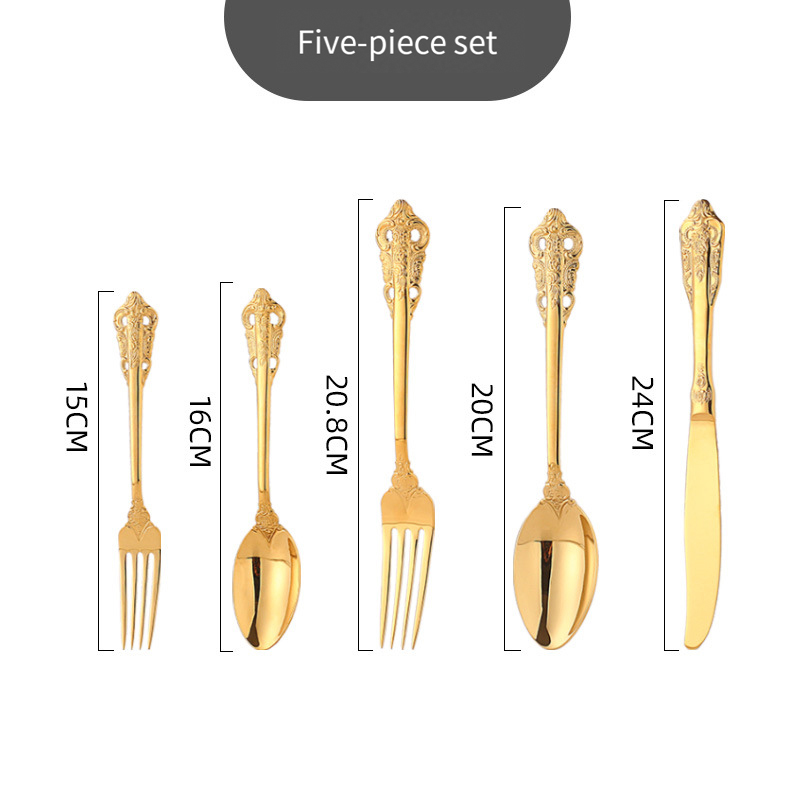 Polaroid gold blue Western tableware light luxury set home bone China tableware Western plate steak knife and fork Plate set BS-120